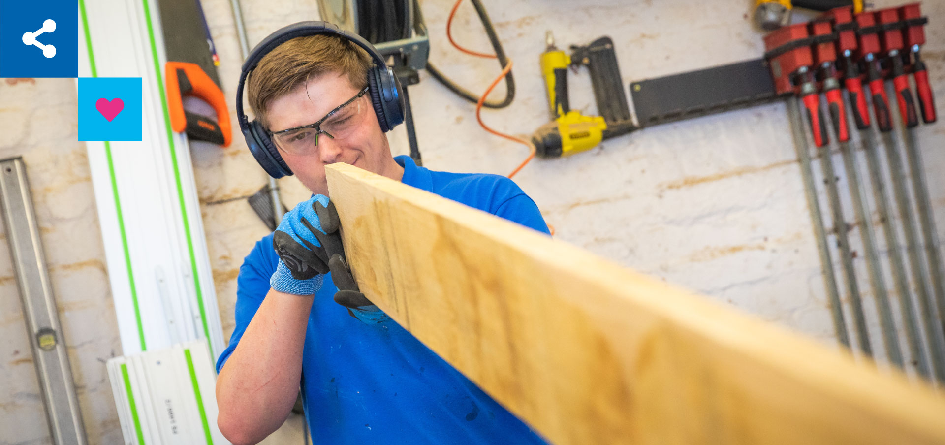 Dominic working at his joinery business